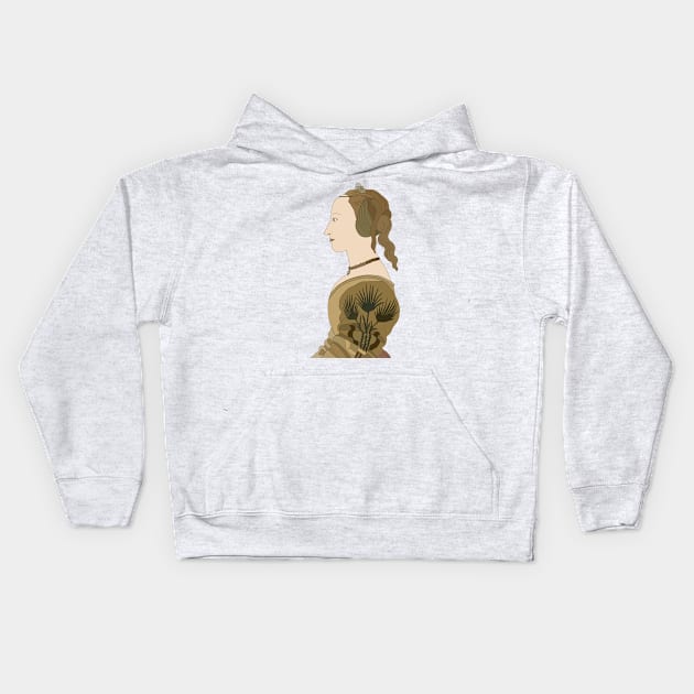 Inspired by Alesso Baldovinetti’s Portrait of a Lady in Yellow Kids Hoodie by IdinDesignShop